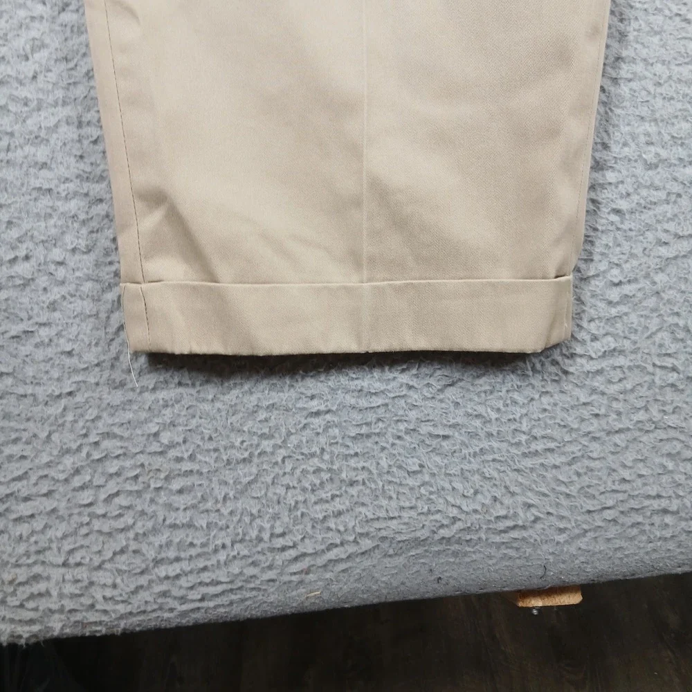 John W. Nordstrom Pleated Cuffed Cotton Chino Pants 40x30 Khaki Beige
